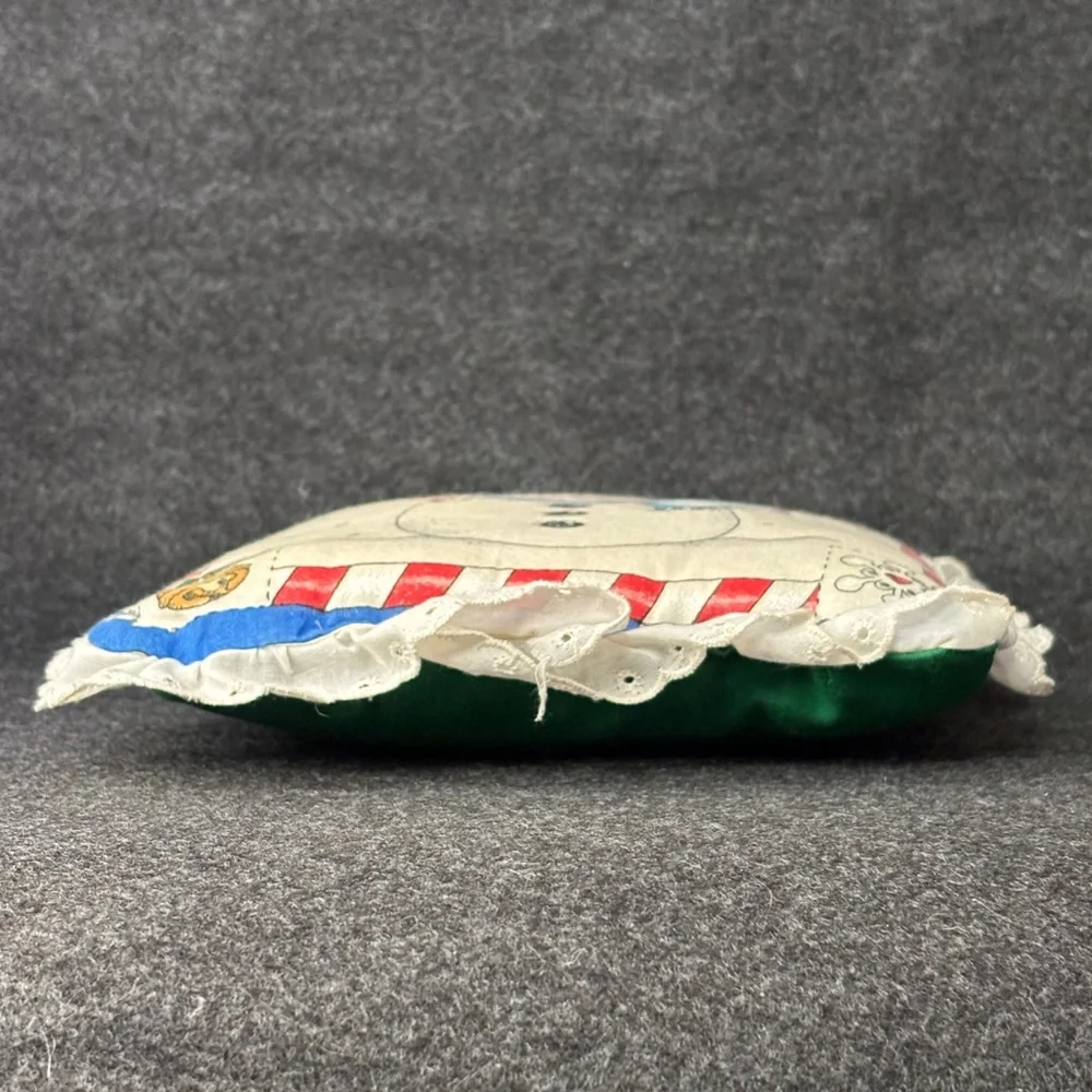 Small Holiday Snowman Pillow with Red, Blue and Green Accents